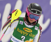 Frida Hansdotter of Sweden reacts in finish of the second run of the women Golden Fox Trophy slalom race of the Audi FIS Alpine skiing World cup in Kranjska Gora, Slovenia. Women slalom race of the Audi FIS Alpine skiing World cup, which should be held in Maribor, was due lack of snow and warm temperatures transferred to Kranjska Gora, was held in Kranjska Gora, Slovenia, on Sunday, 7th of January 2018.

