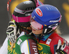 Frida Hansdotter of Sweden congratulating Mikaela Shiffrin of USA in finish of the second run of the women Golden Fox Trophy slalom race of the Audi FIS Alpine skiing World cup in Kranjska Gora, Slovenia. Women slalom race of the Audi FIS Alpine skiing World cup, which should be held in Maribor, was due lack of snow and warm temperatures transferred to Kranjska Gora, was held in Kranjska Gora, Slovenia, on Sunday, 7th of January 2018.
