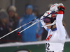 Michelle Gisin of Switzerland reacts in finish of the second run of the women night slalom race of the Audi FIS Alpine skiing World cup in Flachau, Austria. Women slalom race of the Audi FIS Alpine skiing World cup was held in Flachau, Austria, on Tuesday, 9th of January 2018.
