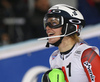 Nina Haver-Loeseth of Norway reacts in finish of the second run of the women night slalom race of the Audi FIS Alpine skiing World cup in Flachau, Austria. Women slalom race of the Audi FIS Alpine skiing World cup was held in Flachau, Austria, on Tuesday, 9th of January 2018.
