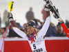 Third placed Frida Hansdotter of Sweden celebrates her medal won in the women night slalom race of the Audi FIS Alpine skiing World cup in Flachau, Austria. Women slalom race of the Audi FIS Alpine skiing World cup was held in Flachau, Austria, on Tuesday, 9th of January 2018.
