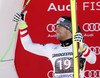 Second placed Vincent Kriechmayr of Austria celebrate on the podium after men downhill race of the Audi FIS Alpine skiing World cup in Garmisch-Partenkirchen, Germany. Men downhill race of the Audi FIS Alpine skiing World cup was held on Kandahar track in Garmisch-Partenkirchen, Germany, on Saturday, 27th of January 2018.
