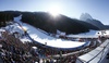 General view to the finish are of the men downhill race of the Audi FIS Alpine skiing World cup in Garmisch-Partenkirchen, Germany. Men downhill race of the Audi FIS Alpine skiing World cup was held on Kandahar track in Garmisch-Partenkirchen, Germany, on Saturday, 27th of January 2018.
