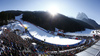 General view to the finish are of the men downhill race of the Audi FIS Alpine skiing World cup in Garmisch-Partenkirchen, Germany. Men downhill race of the Audi FIS Alpine skiing World cup was held on Kandahar track in Garmisch-Partenkirchen, Germany, on Saturday, 27th of January 2018.
