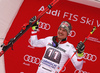 Second placed Manuel Feller of Austria celebrate on the podium after the men giant slalom race of the Audi FIS Alpine skiing World cup in Garmisch-Partenkirchen, Germany. Men giant slalom race of the Audi FIS Alpine skiing World cup was held on Kandahar track in Garmisch-Partenkirchen, Germany, on Sunday, 28th of January 2018.
