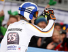 Linus Strasser of Germany reacts in finish of the second run of the men giant slalom race of the Audi FIS Alpine skiing World cup in Garmisch-Partenkirchen, Germany. Men giant slalom race of the Audi FIS Alpine skiing World cup was held on Kandahar track in Garmisch-Partenkirchen, Germany, on Sunday, 28th of January 2018.
