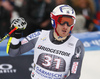 Tim Jitloff of USA reacts in finish of the second run of the men giant slalom race of the Audi FIS Alpine skiing World cup in Garmisch-Partenkirchen, Germany. Men giant slalom race of the Audi FIS Alpine skiing World cup was held on Kandahar track in Garmisch-Partenkirchen, Germany, on Sunday, 28th of January 2018.
