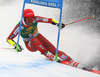 Leif Kristian Nestvold-Haugen of Norway skiing in the first run of the men giant slalom race of the Audi FIS Alpine skiing World cup in Kranjska Gora, Slovenia. Men giant slalom race of the Audi FIS Alpine skiing World cup was held on Podkoren track in Kranjska Gora, Slovenia, on Saturday, 4th of March 2018.
