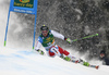 Justin Murisier of Switzerland skiing in the first run of the men giant slalom race of the Audi FIS Alpine skiing World cup in Kranjska Gora, Slovenia. Men giant slalom race of the Audi FIS Alpine skiing World cup was held on Podkoren track in Kranjska Gora, Slovenia, on Saturday, 4th of March 2018.
