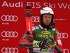 Second placed Henrik Kristoffersen of Norway celebrates on the podium after the men giant slalom race of the Audi FIS Alpine skiing World cup in Kranjska Gora, Slovenia. Men giant slalom race of the Audi FIS Alpine skiing World cup was held on Podkoren track in Kranjska Gora, Slovenia, on Saturday, 4th of March 2018.
