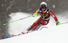 Henrik Kristoffersen of Norway skiing in the first run of the men slalom race of the Audi FIS Alpine skiing World cup in Kranjska Gora, Slovenia. Men slalom race of the Audi FIS Alpine skiing World cup was held on Podkoren track in Kranjska Gora, Slovenia, on Sunday, 4th of March 2018.
