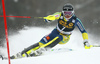 Andre Myhrer of Sweden skiing in the first run of the men slalom race of the Audi FIS Alpine skiing World cup in Kranjska Gora, Slovenia. Men slalom race of the Audi FIS Alpine skiing World cup was held on Podkoren track in Kranjska Gora, Slovenia, on Sunday, 4th of March 2018.
