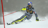 Alexis Pinturault of France skiing in the first run of the men slalom race of the Audi FIS Alpine skiing World cup in Kranjska Gora, Slovenia. Men slalom race of the Audi FIS Alpine skiing World cup was held on Podkoren track in Kranjska Gora, Slovenia, on Sunday, 4th of March 2018.
