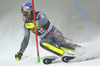 Alexis Pinturault of France skiing in the first run of the men slalom race of the Audi FIS Alpine skiing World cup in Kranjska Gora, Slovenia. Men slalom race of the Audi FIS Alpine skiing World cup was held on Podkoren track in Kranjska Gora, Slovenia, on Sunday, 4th of March 2018.
