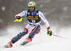 Ramon Zenhaeusern of Switzerland skiing in the first run of the men slalom race of the Audi FIS Alpine skiing World cup in Kranjska Gora, Slovenia. Men slalom race of the Audi FIS Alpine skiing World cup was held on Podkoren track in Kranjska Gora, Slovenia, on Sunday, 4th of March 2018.
