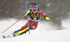 Leif Kristian Nestvold-Haugen of Norway skiing in the first run of the men slalom race of the Audi FIS Alpine skiing World cup in Kranjska Gora, Slovenia. Men slalom race of the Audi FIS Alpine skiing World cup was held on Podkoren track in Kranjska Gora, Slovenia, on Sunday, 4th of March 2018.
