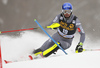 Jean-Baptiste Grange of France skiing in the first run of the men slalom race of the Audi FIS Alpine skiing World cup in Kranjska Gora, Slovenia. Men slalom race of the Audi FIS Alpine skiing World cup was held on Podkoren track in Kranjska Gora, Slovenia, on Sunday, 4th of March 2018.
