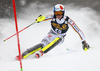 Linus Strasser of Germany skiing in the first run of the men slalom race of the Audi FIS Alpine skiing World cup in Kranjska Gora, Slovenia. Men slalom race of the Audi FIS Alpine skiing World cup was held on Podkoren track in Kranjska Gora, Slovenia, on Sunday, 4th of March 2018.
