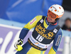 Mattias Hargin of Sweden reacts in finish of the second run of the men slalom race of the Audi FIS Alpine skiing World cup in Kranjska Gora, Slovenia. Men slalom race of the Audi FIS Alpine skiing World cup was held on Podkoren track in Kranjska Gora, Slovenia, on Sunday, 4th of March 2018.
