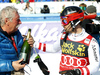 Winner Marcel Hirscher of Austria and his father Ferdinand (L) after the men slalom race of the Audi FIS Alpine skiing World cup in Kranjska Gora, Slovenia. Men slalom race of the Audi FIS Alpine skiing World cup was held on Podkoren track in Kranjska Gora, Slovenia, on Sunday, 4th of March 2018.
