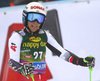 Eva-Maria Brem of Austria reacts in finish of the second run of the women giant slalom race of the Audi FIS Alpine skiing World cup in Soelden, Austria. First women race of the Audi FIS Alpine skiing World cup season 2018-2019 was held on Rettenbach glacier above Soelden, Austria, on Saturday, 27th of October 2018.
