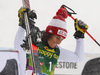Second placed Federica Brignone of Italy  celebrates on the podium after the women giant slalom race of the Audi FIS Alpine skiing World cup in Soelden, Austria. First women race of the Audi FIS Alpine skiing World cup season 2018-2019 was held on Rettenbach glacier above Soelden, Austria, on Saturday, 27th of October 2018.
