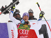 Winner Tessa Worley of France celebrates on the podium after the women giant slalom race of the Audi FIS Alpine skiing World cup in Soelden, Austria. First women race of the Audi FIS Alpine skiing World cup season 2018-2019 was held on Rettenbach glacier above Soelden, Austria, on Saturday, 27th of October 2018.
