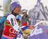 Winner Tessa Worley of France celebrating after the women giant slalom race of the Audi FIS Alpine skiing World cup in Soelden, Austria. First women race of the Audi FIS Alpine skiing World cup season 2018-2019 was held on Rettenbach glacier above Soelden, Austria, on Saturday, 27th of October 2018.
