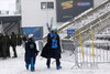 FIS officials are leaving finish area, after race was canceleddue to heavy snow, fog and wind. First men race of the Audi FIS Alpine skiing World cup season 2018-2019 was planned to be held on Rettenbach glacier above Soelden, Austria, on Sunday, 28th of October 2018.
