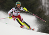 Katharina Liensberger of Austria skiing in the first run of the women slalom race of the Audi FIS Alpine skiing World cup on Sljeme above Zagreb, Croatia. Women slalom race of the Audi FIS Alpine skiing World cup season 2018-2019 was held on Sljeme above Zagreb, Croatia, on Saturday, 5thth of January 2019.
