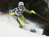 Ana Bucik of Slovenia skiing in the first run of the women slalom race of the Audi FIS Alpine skiing World cup on Sljeme above Zagreb, Croatia. Women slalom race of the Audi FIS Alpine skiing World cup season 2018-2019 was held on Sljeme above Zagreb, Croatia, on Saturday, 5thth of January 2019.
