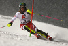 Katharina Liensberger of Austria skiing in the first run of the women slalom race of the Audi FIS Alpine skiing World cup Flachau, Austria. Women slalom race of the Audi FIS Alpine skiing World cup season 2018-2019 was held Flachau, Austria, on Tuesday, 8th of January 2019.
