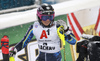 Frida Hansdotter of Sweden reacts in finish of the second run of the women slalom race of the Audi FIS Alpine skiing World cup Flachau, Austria. Women slalom race of the Audi FIS Alpine skiing World cup season 2018-2019 was held Flachau, Austria, on Tuesday, 8th of January 2019.
