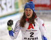 Winner Petra Vlhova of Slovakia reacts in finish of the second run of the women slalom race of the Audi FIS Alpine skiing World cup Flachau, Austria. Women slalom race of the Audi FIS Alpine skiing World cup season 2018-2019 was held Flachau, Austria, on Tuesday, 8th of January 2019.
