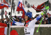 Winner  Petra Vlhova of Slovakia celebrates after the women slalom race of the Audi FIS Alpine skiing World cup Flachau, Austria. Women slalom race of the Audi FIS Alpine skiing World cup season 2018-2019 was held Flachau, Austria, on Tuesday, 8th of January 2019.
