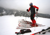 Swix technicians testing waxes and skis before beginning of Kitzbuehel World Cup races. Ski testing was done small ski hill in Reith bei Kitzbuehel on early Thursday morning of 24th of January 2019.
