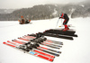 Swix technicians testing waxes and skis before beginning of Kitzbuehel World Cup races. Ski testing was done small ski hill in Reith bei Kitzbuehel on early Thursday morning of 24th of January 2019.
