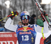 Winner Dominik Paris of Italy reacts in finish of the men downhill race of the Audi FIS Alpine skiing World cup Kitzbuehel, Austria. Men downhill Hahnenkamm race of the Audi FIS Alpine skiing World cup season 2018-2019 was held Kitzbuehel, Austria, on Friday, 25th of January 2019.
