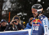 Andreas Romar of Finland reacts in finish of the men downhill race of the Audi FIS Alpine skiing World cup Kitzbuehel, Austria. Men downhill Hahnenkamm race of the Audi FIS Alpine skiing World cup season 2018-2019 was held Kitzbuehel, Austria, on Friday, 25th of January 2019.
