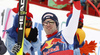 Second placed Beat Feuz of Switzerland celebrates his medal won in the men downhill race of the Audi FIS Alpine skiing World cup Kitzbuehel, Austria. Men downhill Hahnenkamm race of the Audi FIS Alpine skiing World cup season 2018-2019 was held Kitzbuehel, Austria, on Friday, 25th of January 2019.
