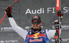 Winner Dominik Paris of Italy celebrates his medal won in the men downhill race of the Audi FIS Alpine skiing World cup Kitzbuehel, Austria. Men downhill Hahnenkamm race of the Audi FIS Alpine skiing World cup season 2018-2019 was held Kitzbuehel, Austria, on Friday, 25th of January 2019.
