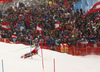 Marcel Hirscher of Austria skiing in the second run of men slalom race of the Audi FIS Alpine skiing World cup Kitzbuehel, Austria. Men slalom Hahnenkamm race of the Audi FIS Alpine skiing World cup season 2018-2019 was held Kitzbuehel, Austria, on Saturday, 26th of January 2019.
