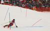  reacts in finish of the second run of men slalom race of the Audi FIS Alpine skiing World cup Kitzbuehel, Austria. Men slalom Hahnenkamm race of the Audi FIS Alpine skiing World cup season 2018-2019 was held Kitzbuehel, Austria, on Saturday, 26th of January 2019.
