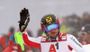 Marcel Hirscher of Austria reacts in finish of the second run of men slalom race of the Audi FIS Alpine skiing World cup Kitzbuehel, Austria. Men slalom Hahnenkamm race of the Audi FIS Alpine skiing World cup season 2018-2019 was held Kitzbuehel, Austria, on Saturday, 26th of January 2019.
