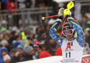 Andre Myhrer of Sweden reacts in finish of the second run of men slalom race of the Audi FIS Alpine skiing World cup Kitzbuehel, Austria. Men slalom Hahnenkamm race of the Audi FIS Alpine skiing World cup season 2018-2019 was held Kitzbuehel, Austria, on Saturday, 26th of January 2019.
