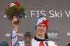 Winner Clement Noel of France celebrates his success after end of the second run of men slalom race of the Audi FIS Alpine skiing World cup Kitzbuehel, Austria. Men slalom Hahnenkamm race of the Audi FIS Alpine skiing World cup season 2018-2019 was held Kitzbuehel, Austria, on Saturday, 26th of January 2019.
