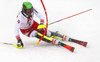 Michael Matt of Austria skiing during first run of men slalom race of the Audi FIS Alpine skiing World cup Kitzbuehel, Austria. Men slalom Hahnenkamm race of the Audi FIS Alpine skiing World cup season 2018-2019 was held Kitzbuehel, Austria, on Saturday, 26th of January 2019.
