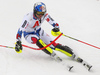 Alexis Pinturault of France skiing during first run of men slalom race of the Audi FIS Alpine skiing World cup Kitzbuehel, Austria. Men slalom Hahnenkamm race of the Audi FIS Alpine skiing World cup season 2018-2019 was held Kitzbuehel, Austria, on Saturday, 26th of January 2019.
