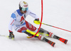 Loic Meillard of Switzerland skiing during first run of men slalom race of the Audi FIS Alpine skiing World cup Kitzbuehel, Austria. Men slalom Hahnenkamm race of the Audi FIS Alpine skiing World cup season 2018-2019 was held Kitzbuehel, Austria, on Saturday, 26th of January 2019.
