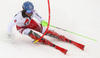 Marco Schwarz of Austria skiing during first run of men slalom race of the Audi FIS Alpine skiing World cup Kitzbuehel, Austria. Men slalom Hahnenkamm race of the Audi FIS Alpine skiing World cup season 2018-2019 was held Kitzbuehel, Austria, on Saturday, 26th of January 2019.
